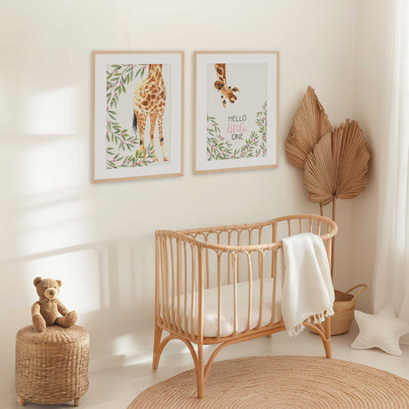 Floral safari giraffe print designed for a baby girl nursery