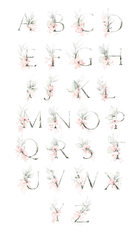 Personalised Floral Nursery Wall Art Set