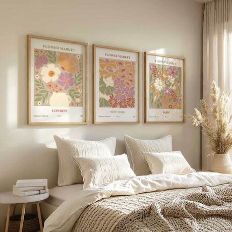 Retro-inspired botanical print set, perfect for modern decor