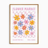Flower Market wall art print with colourful graphic flowers