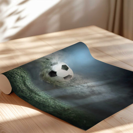 Football print wall art featuring a powerful football design for sports-themed bedrooms."
