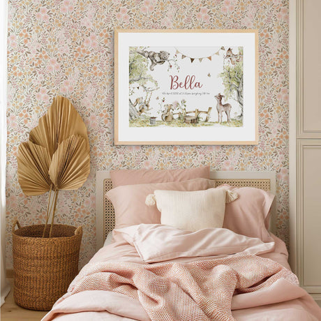 Forest animal birth announcement wall art print