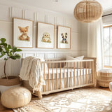 Badger kids print with blue scarf woodland nursery wall art for boys and girls