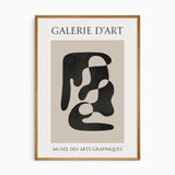 Black abstract design with a broad upper curve and sweeping lower shape on beige, with cream margins and French lettering.