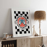 Bright and playful gaming-themed décor for kids'rooms, featuring a fun video game controller and bold text to create the ultimate gaming zone.