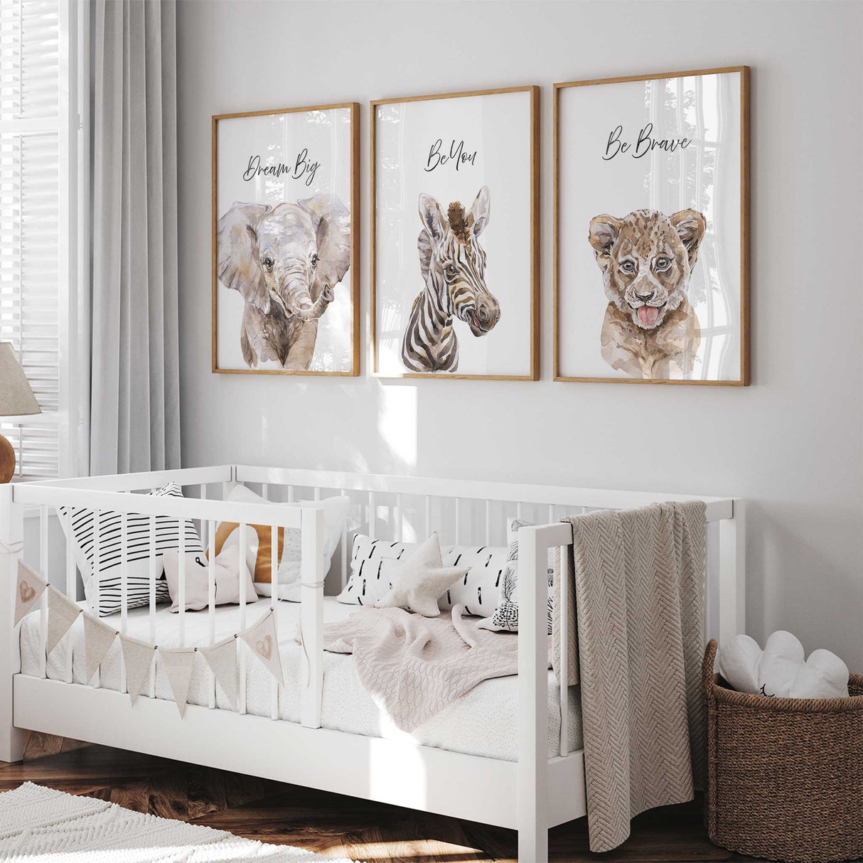 gender neutral safari animal wall art for babies and children