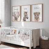 gender neutral safari animal wall art for babies and children