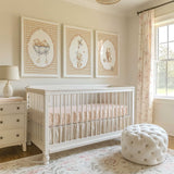 Gingham nursery wall art featuring soft watercolour bunny illustrations