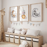 giraffe elephant zebra nursery wall art set