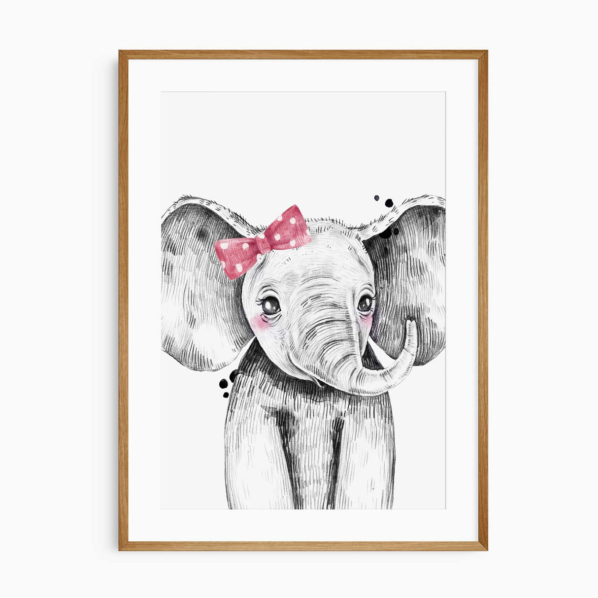 Giraffe elephant zebra girls wall art set with feminine pink accents