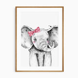 Giraffe elephant zebra girls wall art set with feminine pink accents