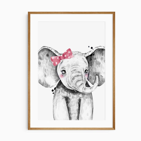 Giraffe elephant zebra girls wall art set with feminine pink accents