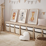 Giraffe, zebra and lion wall art for a kids bedroom