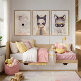 girls animal character wall art with soft artistic illustration