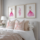 girls bedroom ballet wall art set featuring dancer dresses