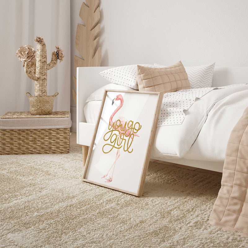Flamingo bedroom wall art for a toddler girl or young girl room