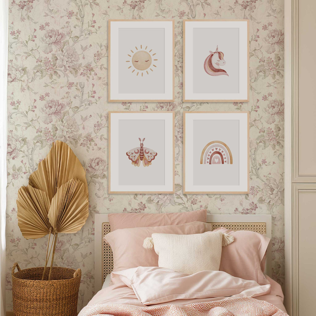 butterfly nursery wall art in soft pink for girls bedroom