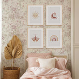 butterfly nursery wall art in soft pink for girls bedroom