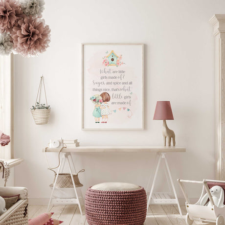 Inspirational girls room print with quote in soft colours