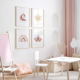 pink unicorn and rainbow wall art for girls nursery decor