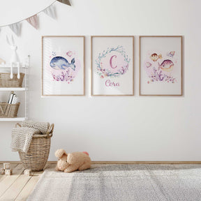 Ocean themed wall art for a girls bedroom