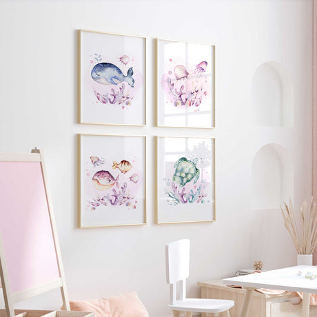 Ocean themed wall art for a girls bedroom