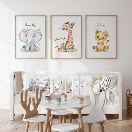 Empowering safari-themed girls bedroom art