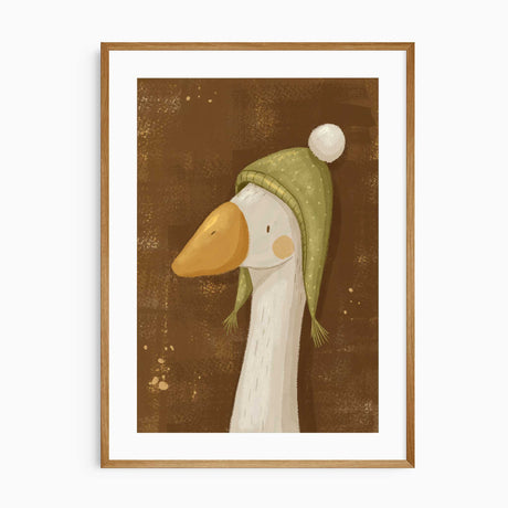 Goose nursery wall art print in warm earthy tones