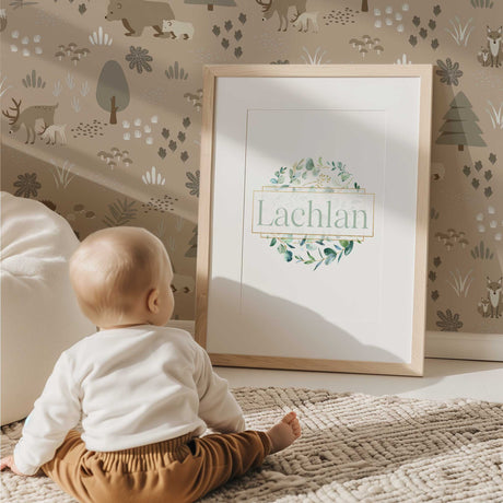 Personalised botanical eucalyptus artwork for nursery or bedroom