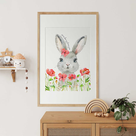 Unframed bunny artwork for baby nursery or child’s bedroom