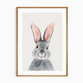 Grey bunny nursery wall art print