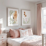 Hello little one floral safari giraffe print for girls nursery decor and bedroom
