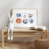 Space themed wall art for boys rooms, featuring planets and stars, adding a touch of cosmic charm