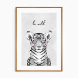 Jungle animal prints for baby nursery or kids' bedroom, with neutral tones and inspiring messages like Be Brave and Dream Big.