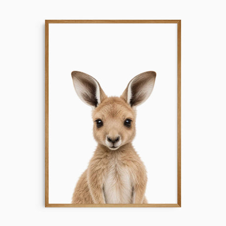 Neutral Australian kangaroo animal wall art set for a baby nursery or kids bedroom