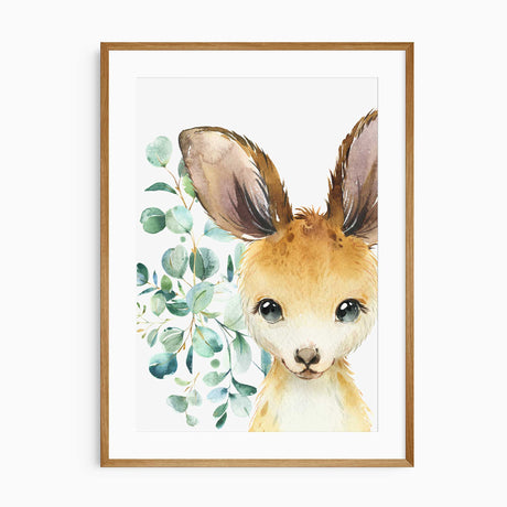 Watercolour  kangaroo wall art prints for nursery or kids bedroom décor, Australian animal artwork.