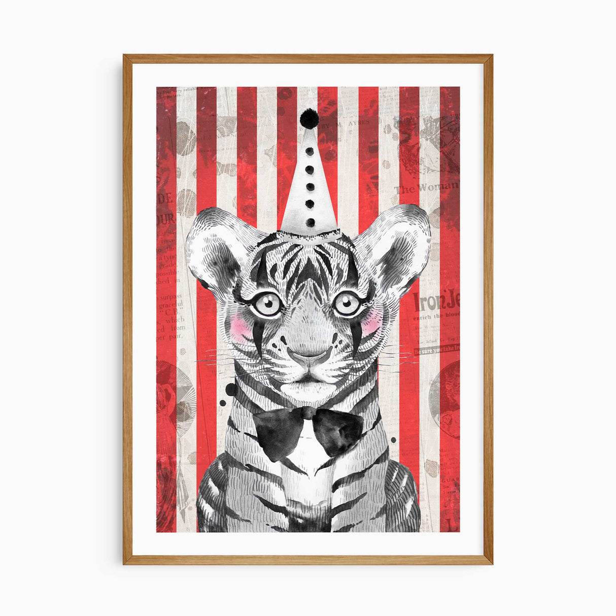 Kids circus animal prints with raccoon sloth and tiger illustrations