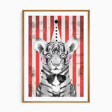Kids circus animal prints with raccoon sloth and tiger illustrations