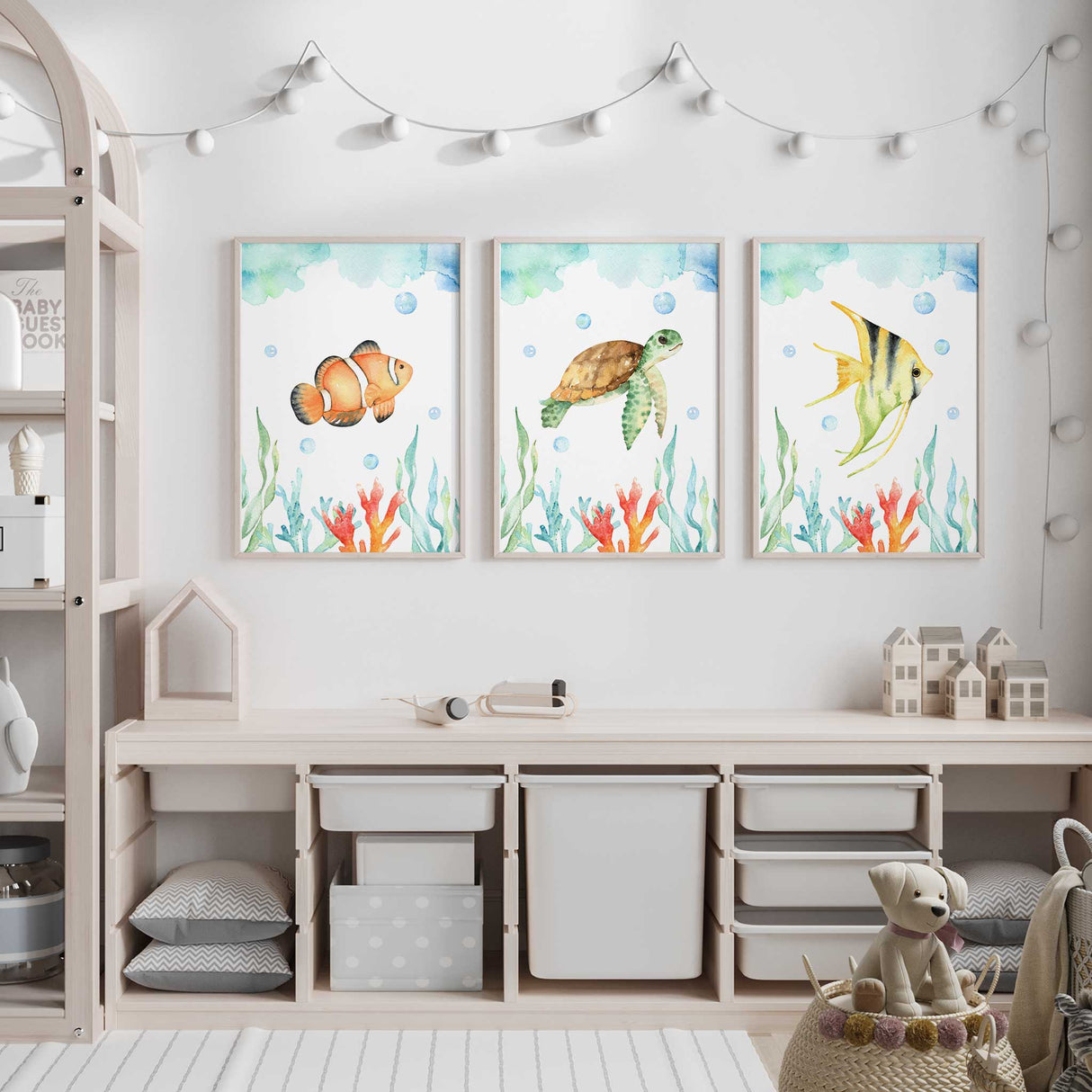 Ocean themed wall art for a kids bedroom