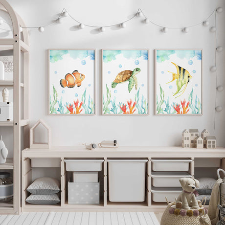 Ocean themed wall art for a kids bedroom