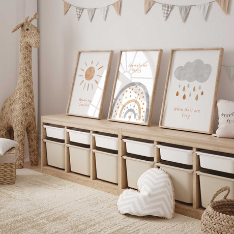 Positive Affirmations for Kids Modern Nursery Art Minimalist Kids Decor Rainbow Nursery Decor Sunshine Themed Room Baby Room Wall Art Nursery Art Set