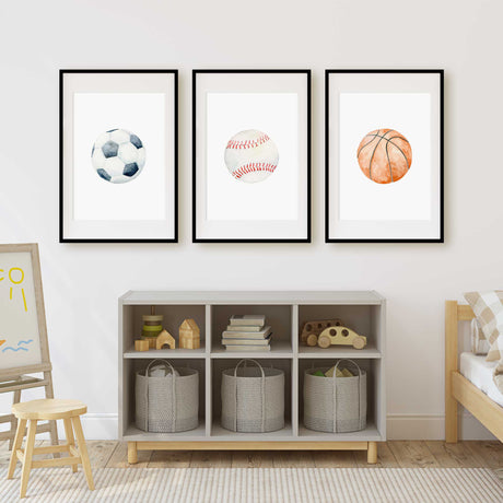 Kids sports ball wall art for bedroom playroom or nursery