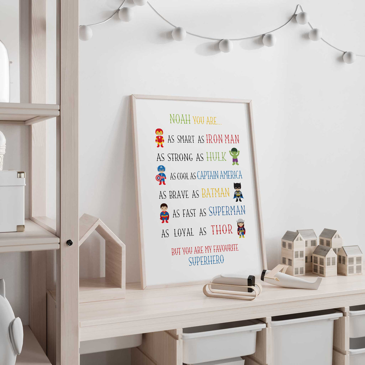 Fun kids wall art with motivational phrases and personalised name