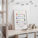 Fun kids wall art with motivational phrases and personalised name