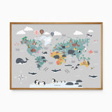 Animal World Map Print