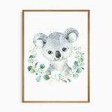 Dream Big Little One nursery wall art paired with cute koala illustration, Australian inspired baby décor set.