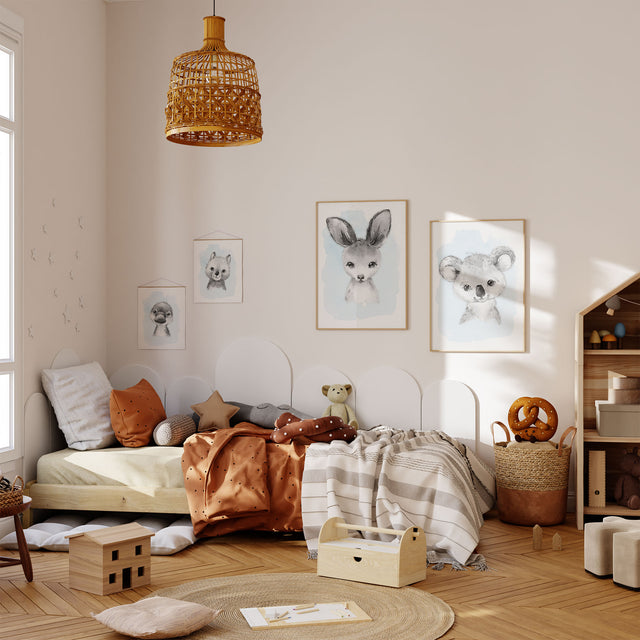 koala kangaroo platypus wombat kids wall art set