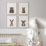 Koala, kangaroo, wombat and quokka wall art for a child’s room or nursery