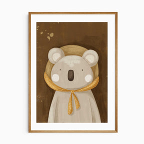 Neutral toned koala illustration for kids’ wall art decor.