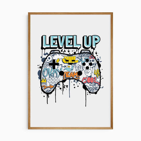 level up gamer print boys room decor